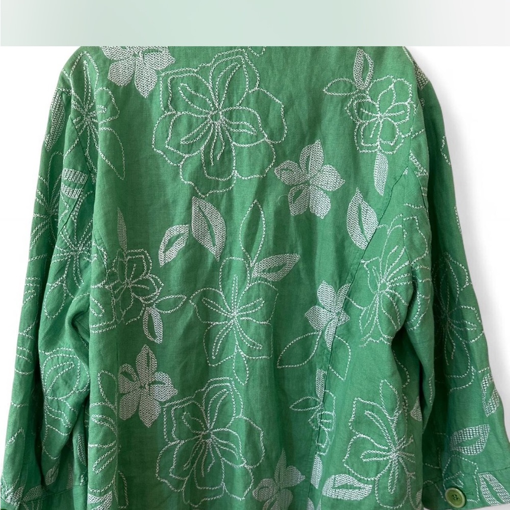 JM Collection Mint Green Linen Jacket - Picture 4 of 8
